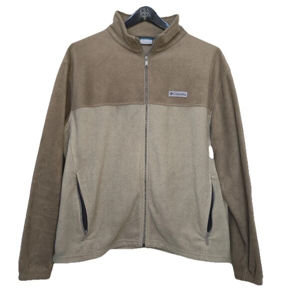 Men’s Columbia Polarfleece Jacket, Full Zip, Khaki Tan Brown, Size 2XL - Picture 1 of 7